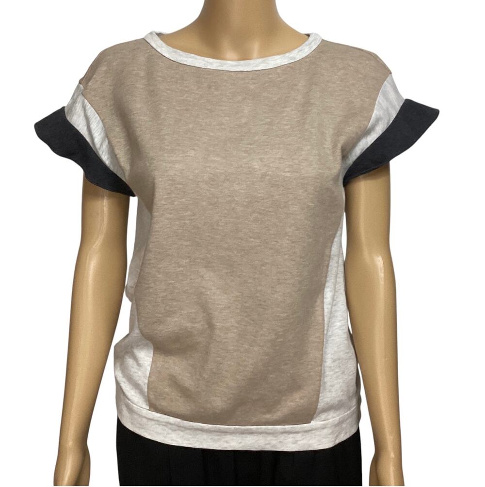 Brunello Cucinelli Colorblock Short Sleeve Top in light Size S